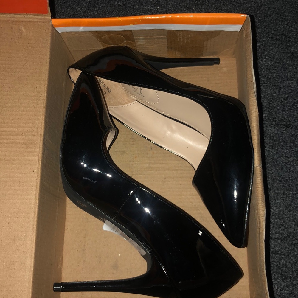 Black patent heels